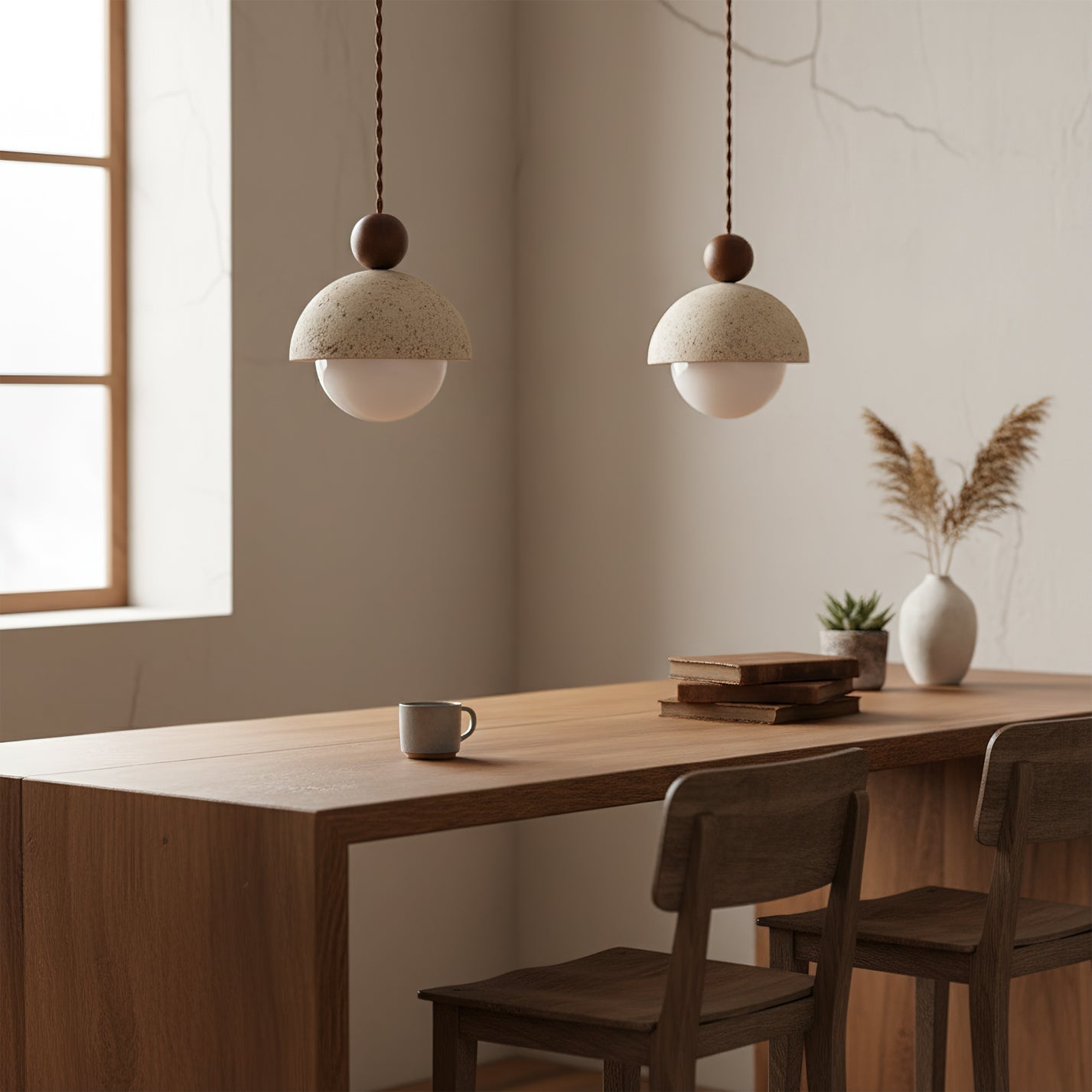 Suspension Bois Naturel Ronde – Design Japonais Épuré, Palermo