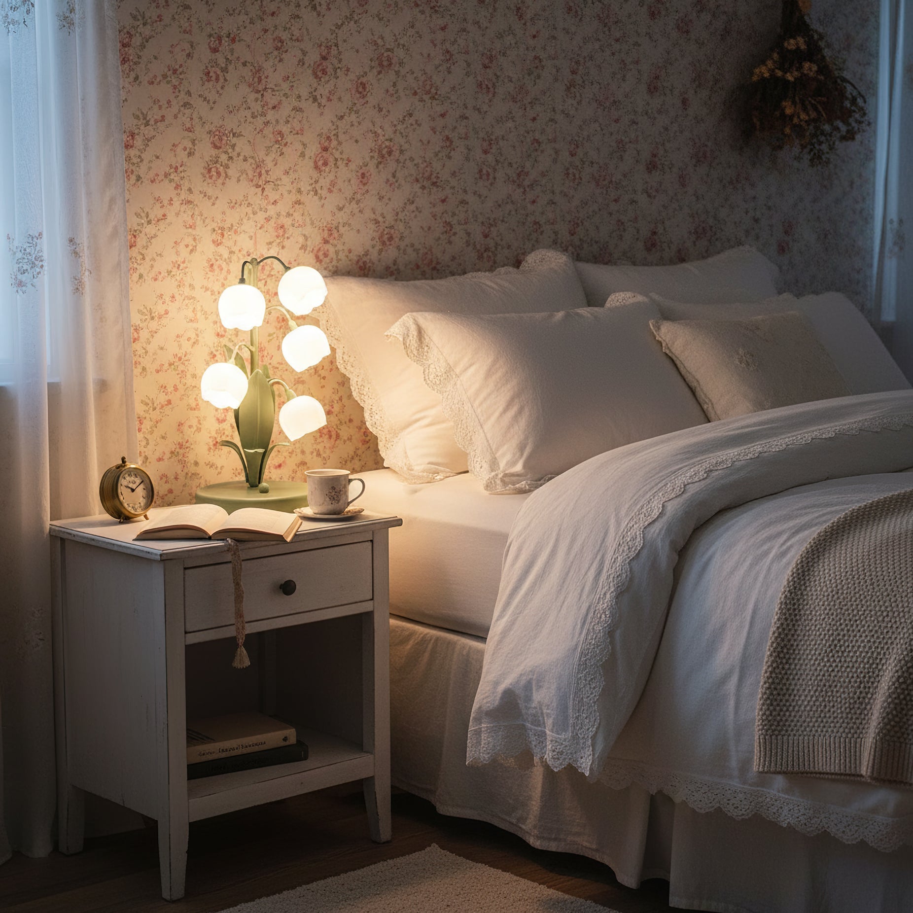Lampe de Table Orchidée – Design Nature Élégant, Bell