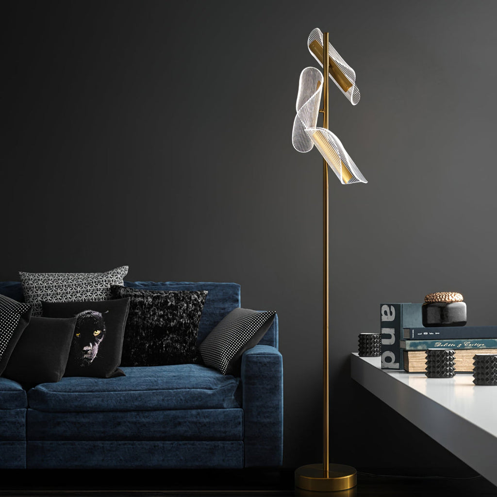 Lampadaire Vague Or & Blanc