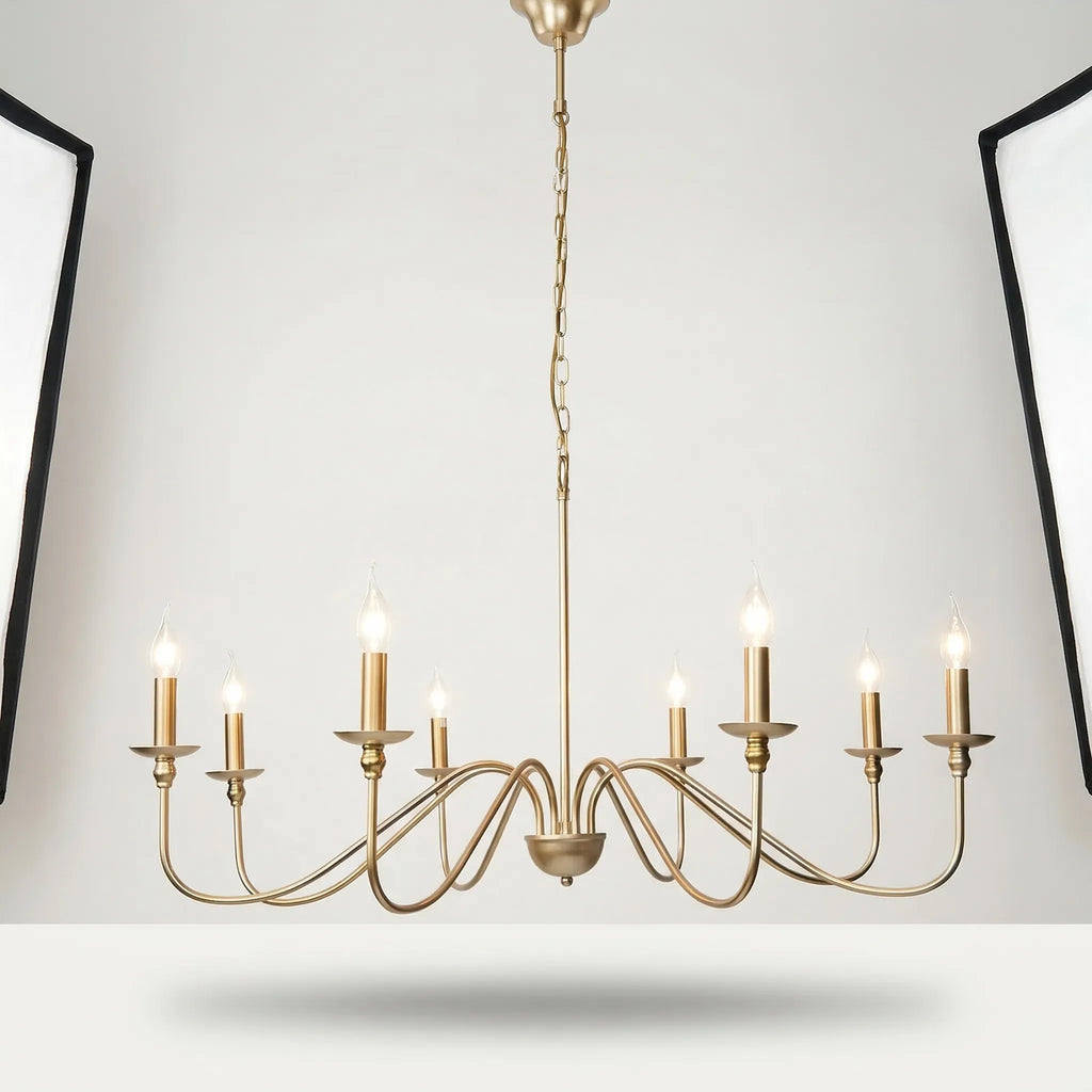 Lustre Vintage Noir Or – Suspension Classique Élégant Métal Salon