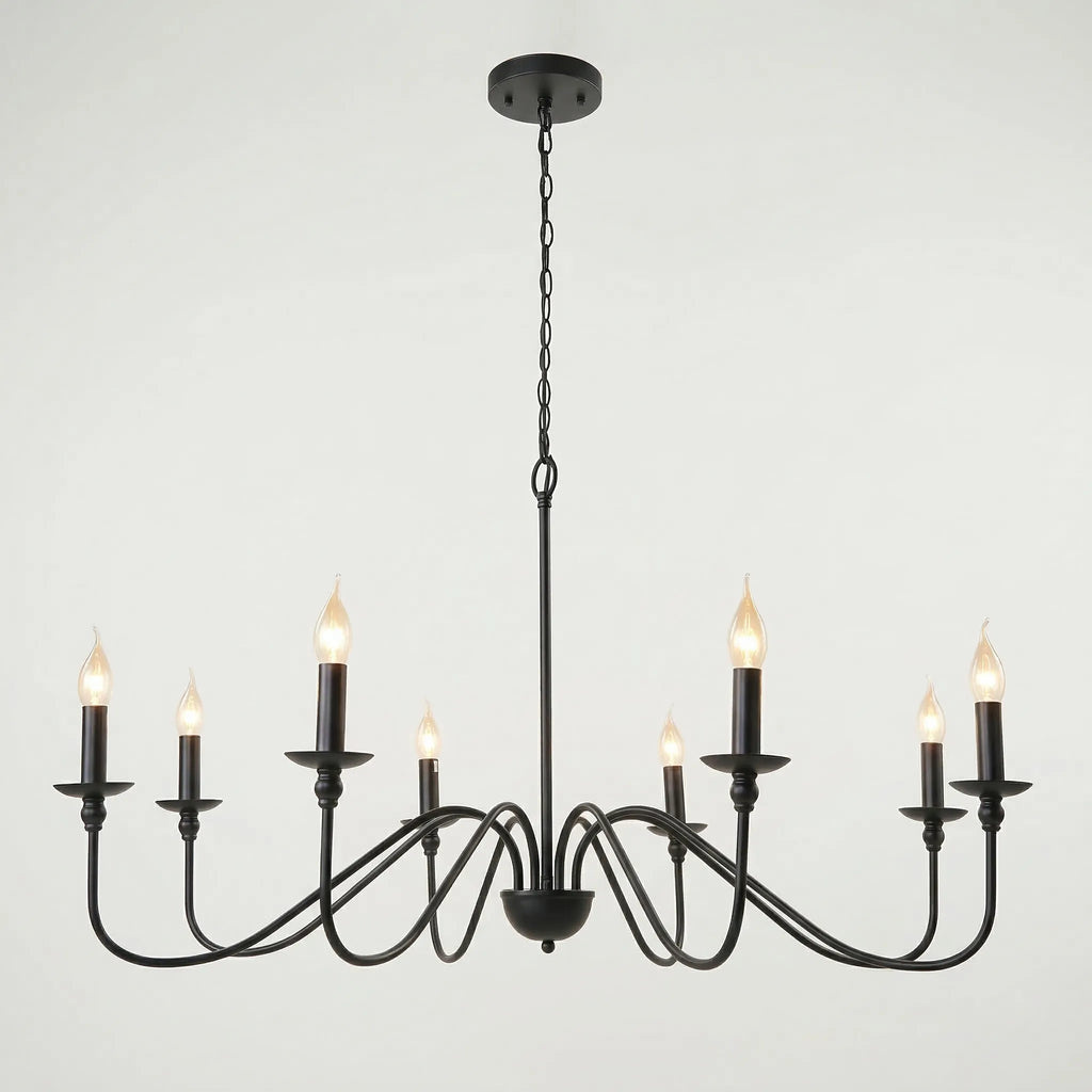 Lustre Vintage Noir Or – Suspension Classique Élégant Métal Salon