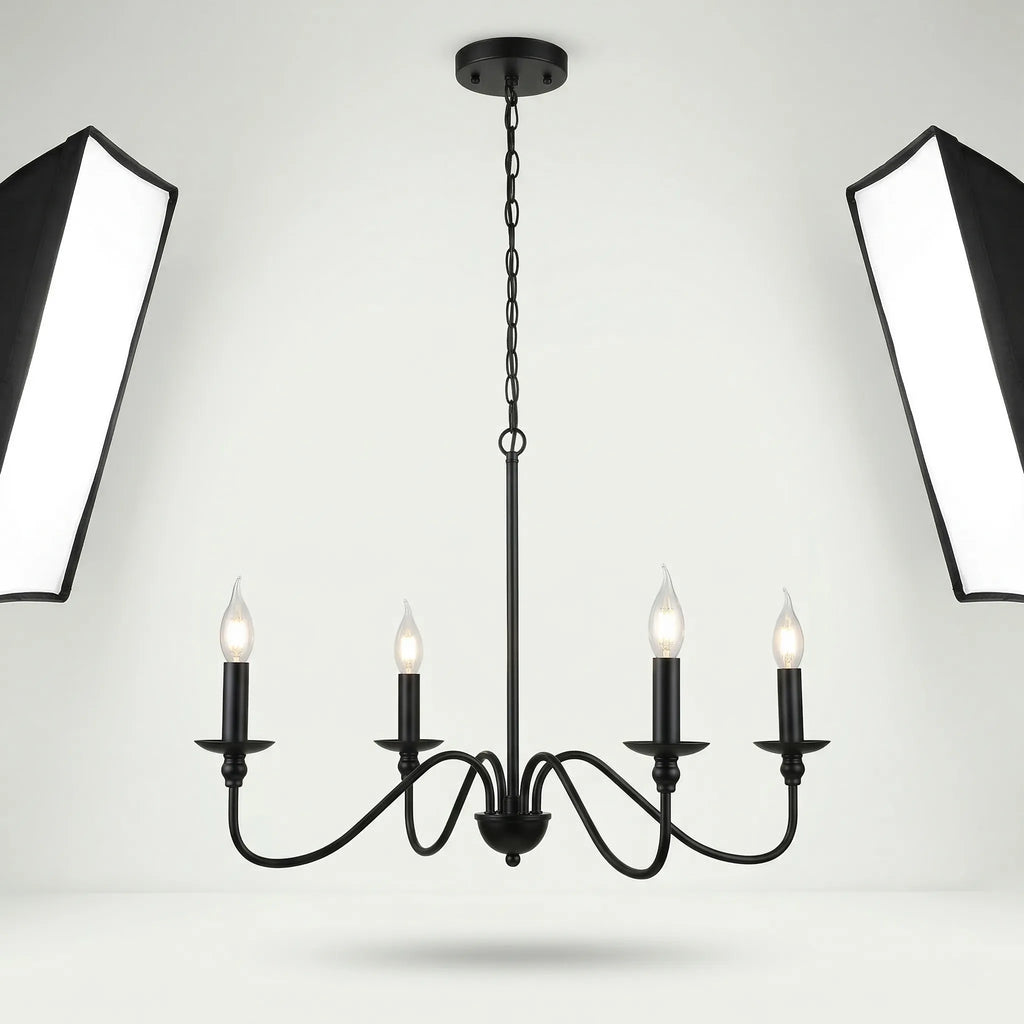 Lustre Vintage Noir Or – Suspension Classique Élégant Métal Salon
