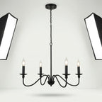 Lustre Vintage Noir Or – Suspension Classique Élégant Métal Salon