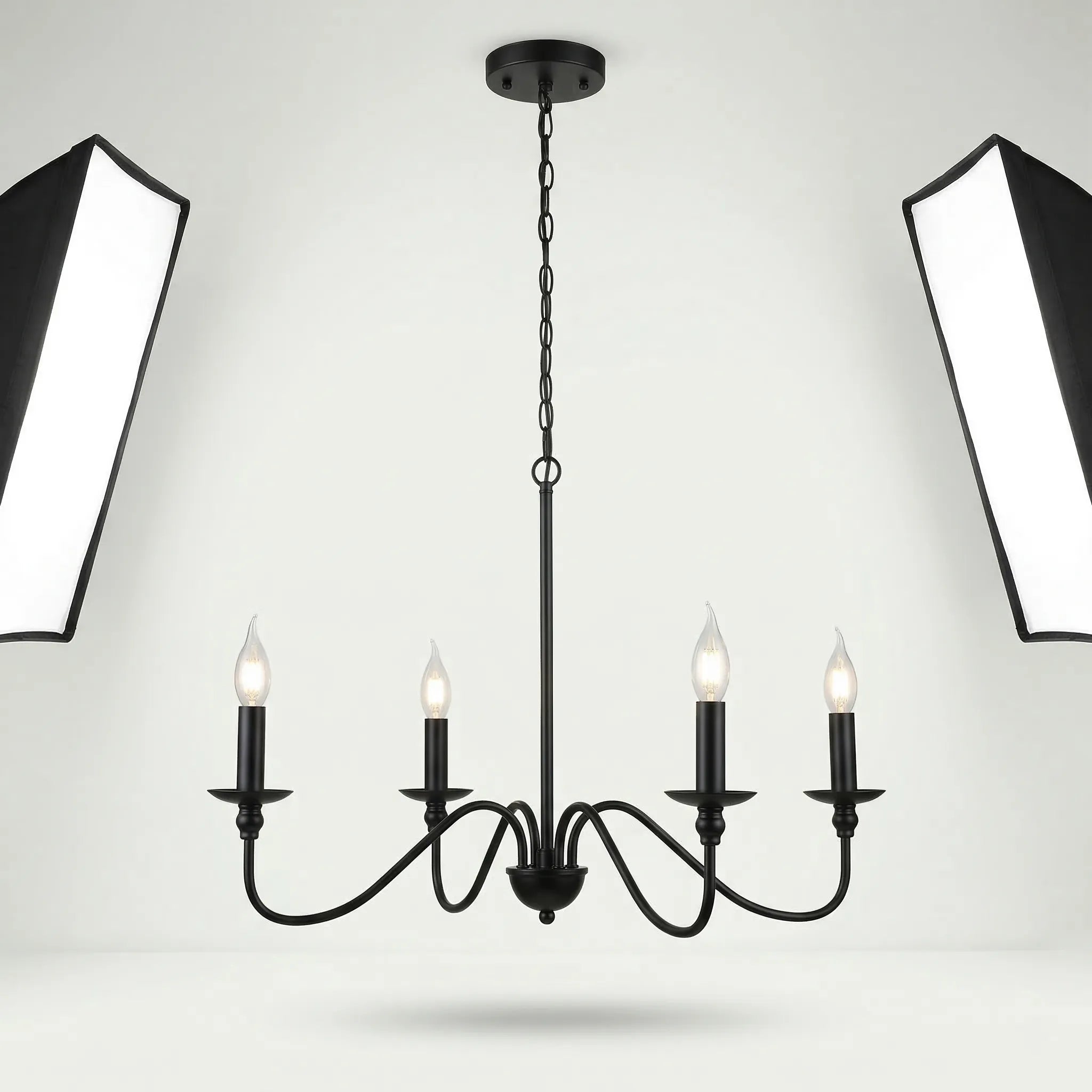 Lustre Vintage Noir Or – Suspension Classique Élégant Métal Salon