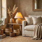 Lampe Vintage Rotin Céramique