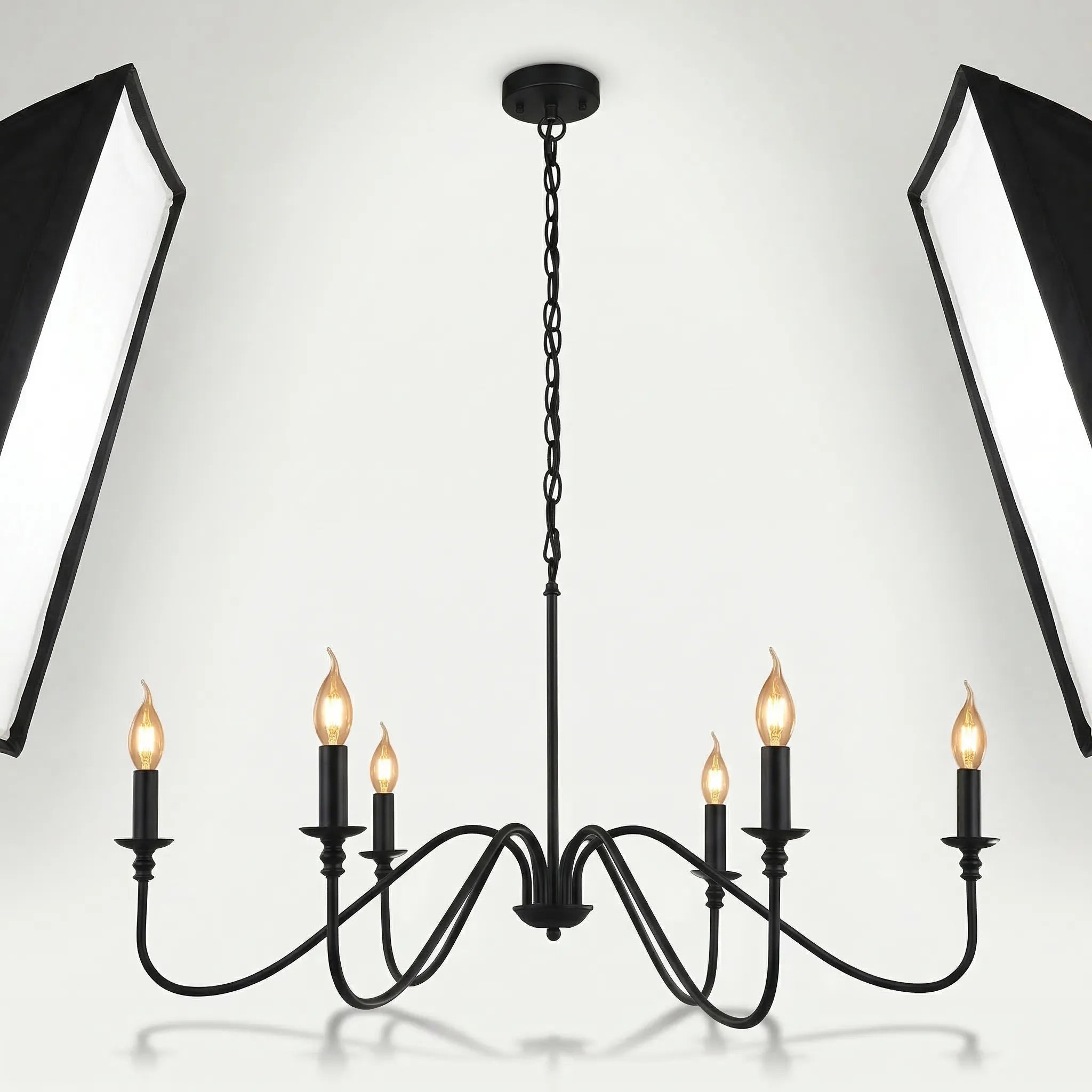 Lustre Vintage Noir Or – Suspension Classique Élégant Métal Salon