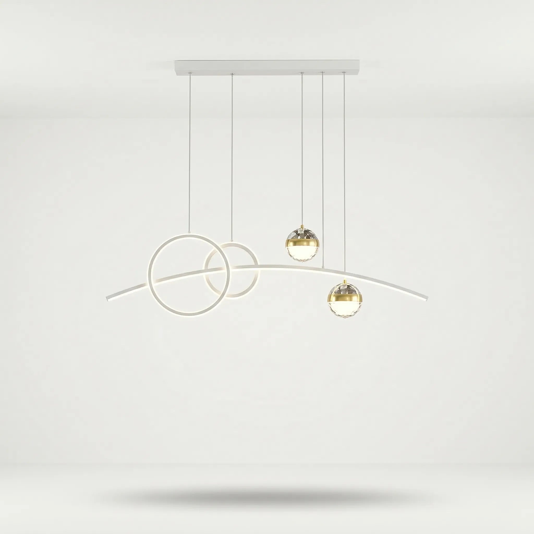 Lustre LED Linéaire Globes – Suspension Sculpturale Design Moderne Salon