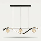 Lustre LED Ondulé Aluminium – Design Minimaliste Contemporain Salon