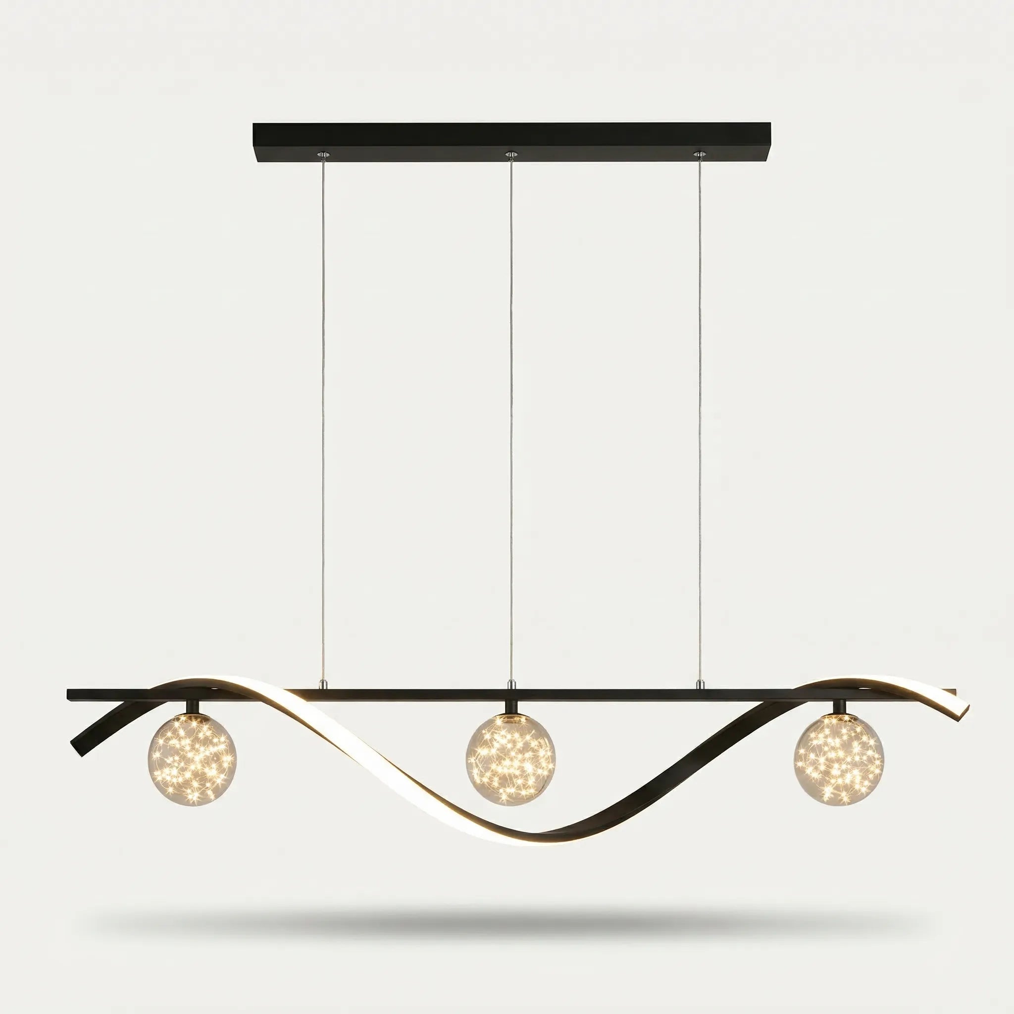 Lustre LED Ondulé Aluminium – Design Minimaliste Contemporain Salon
