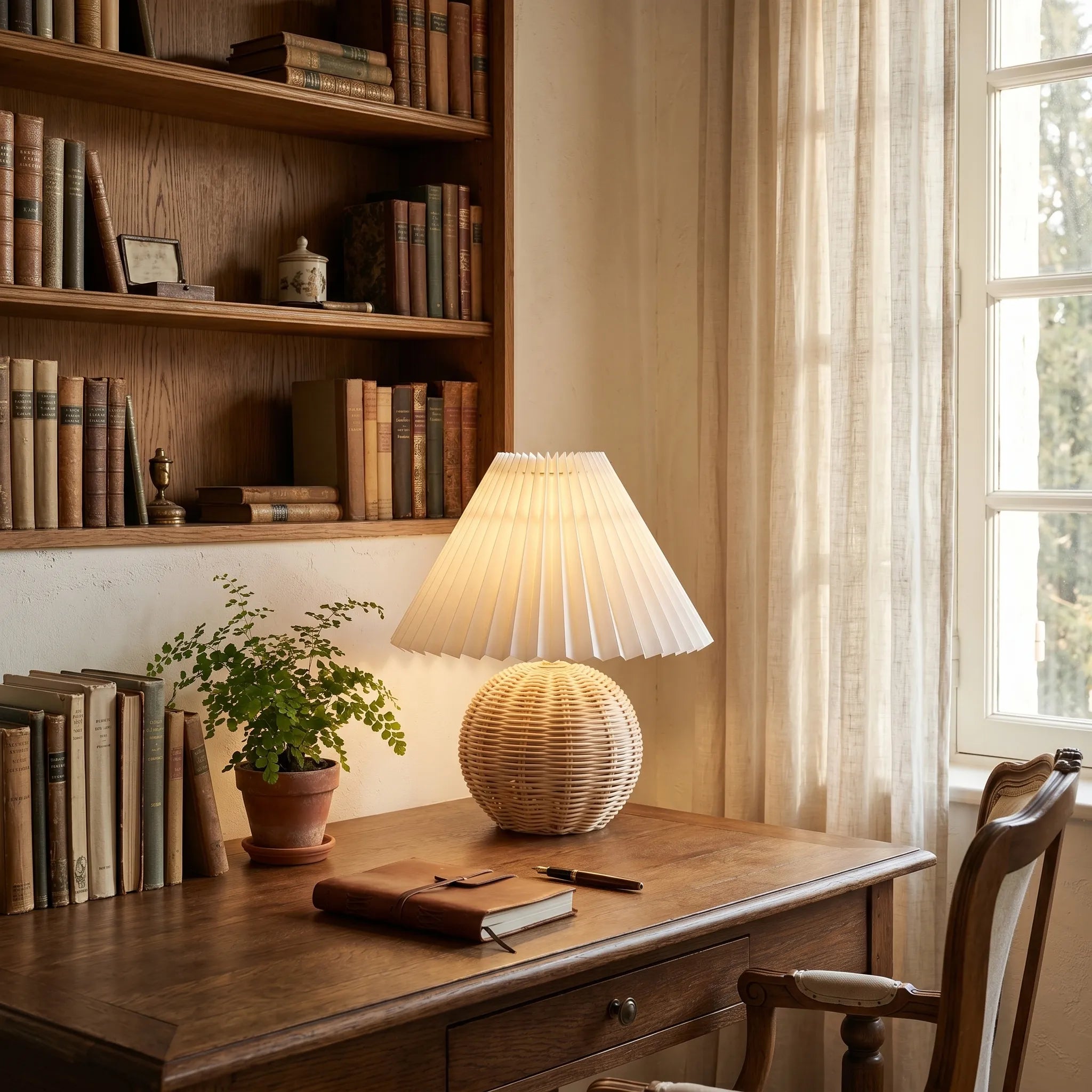 Lampe Vintage Rotin Céramique
