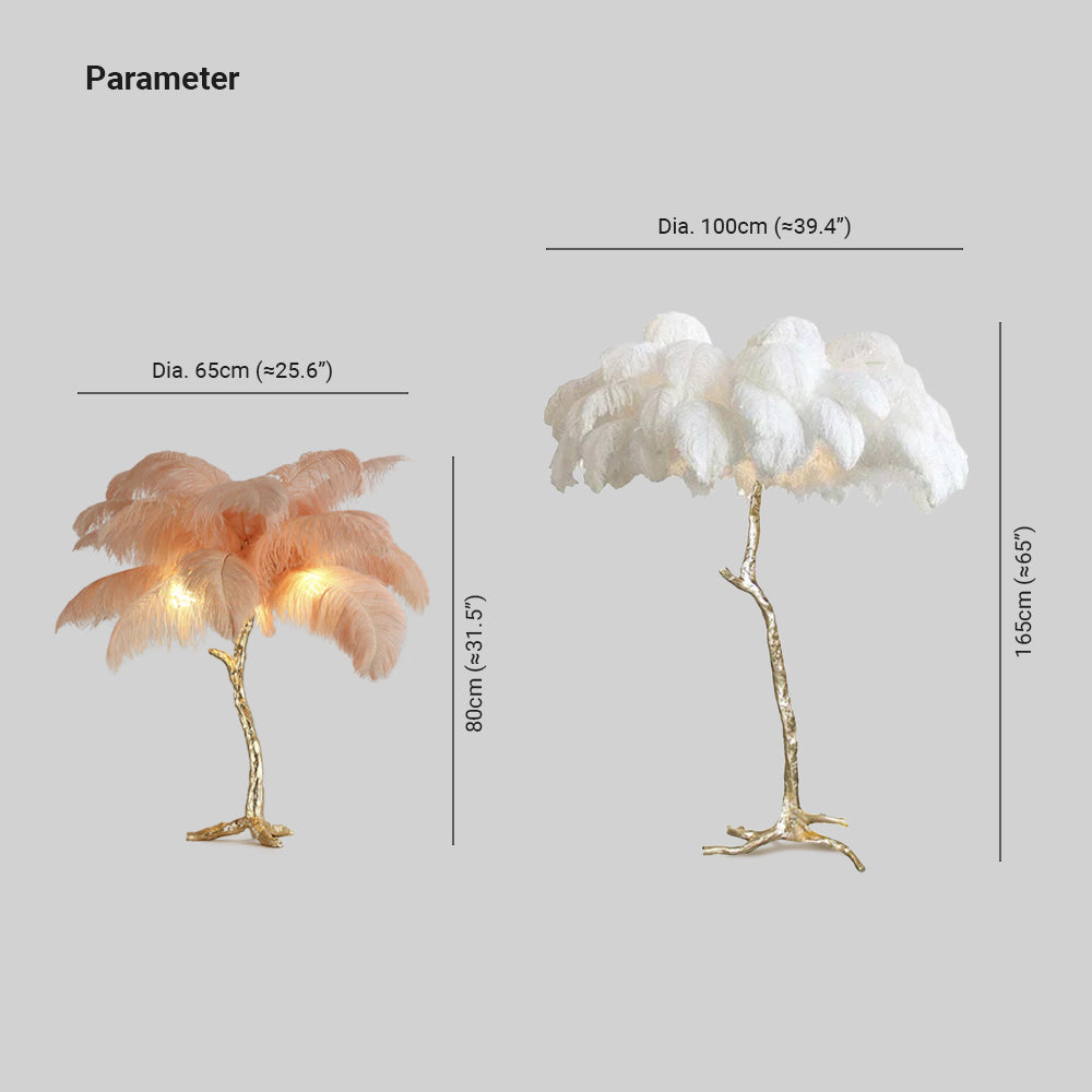 Lampadaire Fleur Plumes Coloré