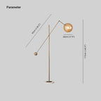 Lampadaire Globe Or Métal & Verre