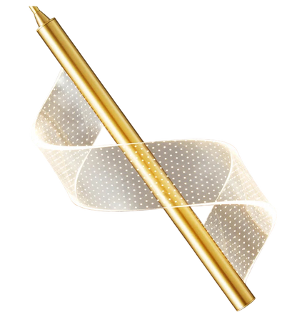 Lampe pendante en acrylique formant une spirale lumineuse.