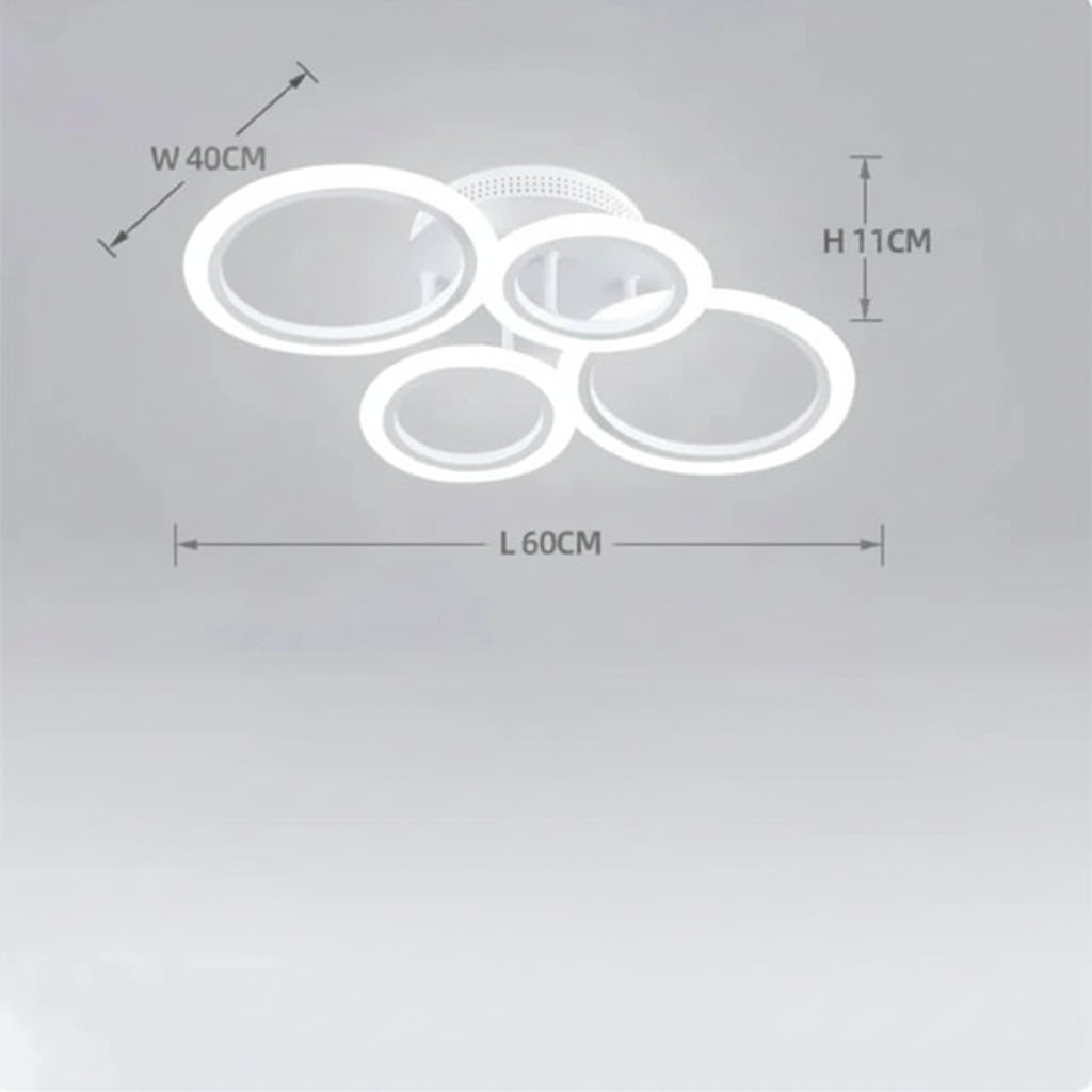 Lampe plafond contemporaine avec formes circulaires.
