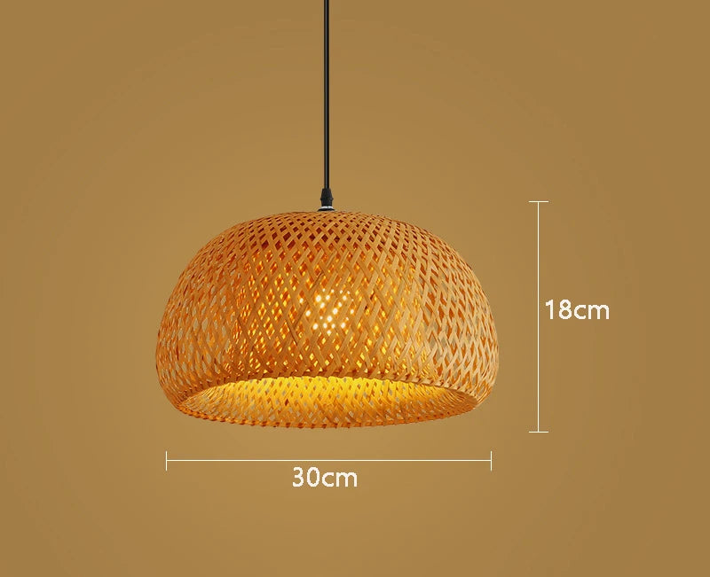 Lampe suspendue bambou 30cm luminaire artisanal.
