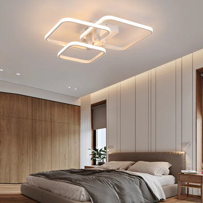 Luminaire plafond aluminium blanc avec LED integree.