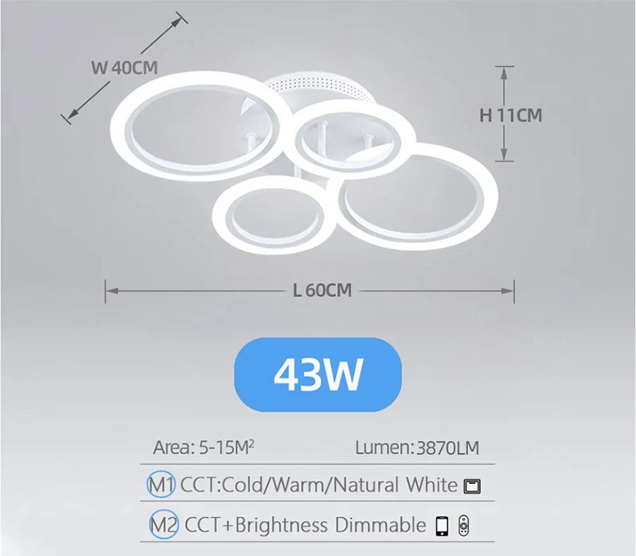 Luminaire plafond en metal et acrylique LED integree.