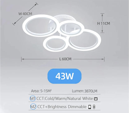 Luminaire plafond en metal et acrylique LED integree.