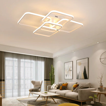 Luminaire plafond LED minimaliste avec formes carre.