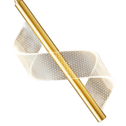 Luminaire décoratif avec spirale acrylique éclairée.