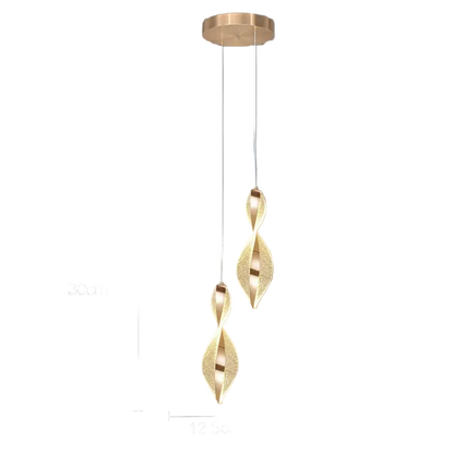 Luminaire torsade dore style minimaliste avec diffuseur lumineux.