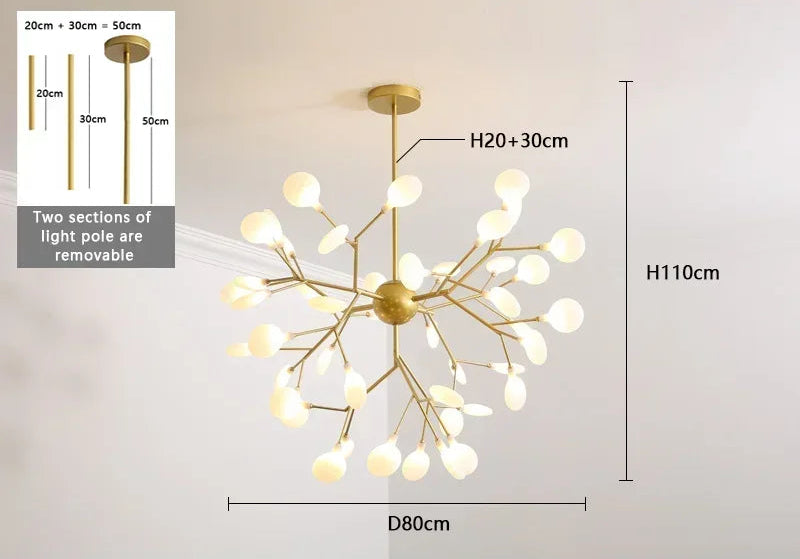Profil du lustre ramifie en metal avec bras lumineux