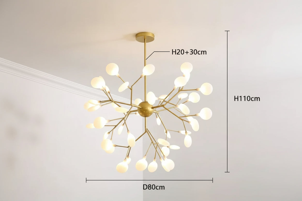 Profil du lustre ramifie en metal avec bras lumineux