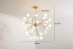 Vue de profil du lustre ramifie en metal