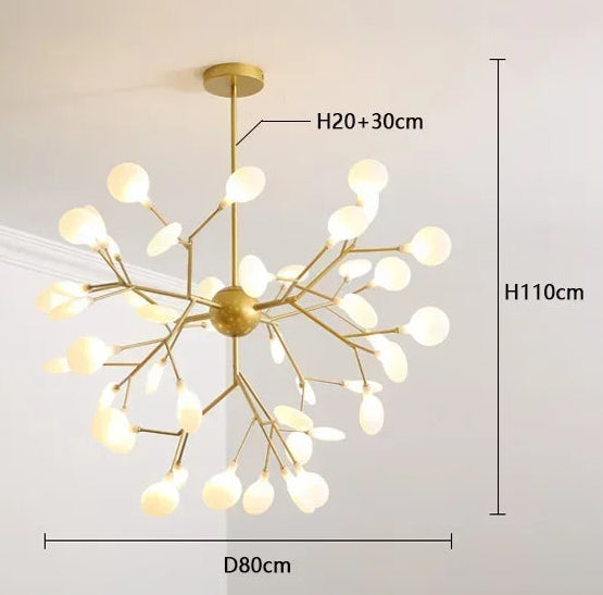 Vue de profil du lustre ramifie en metal