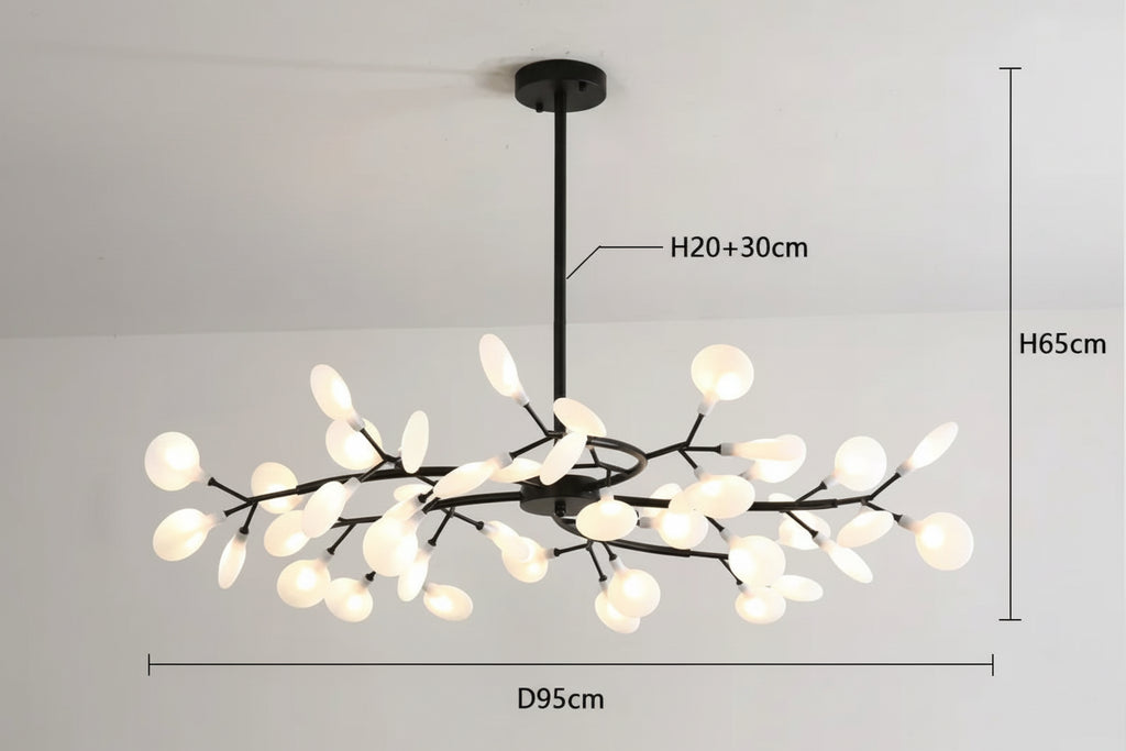 Vue inferieure du lustre avec sources lumineuses multiples