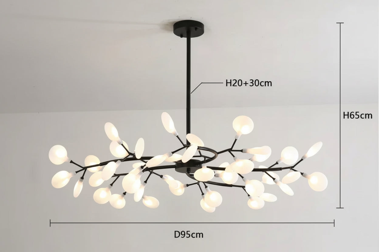 Vue inferieure du lustre avec sources lumineuses multiples