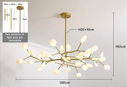 Detail des bras en metal du lustre design branche