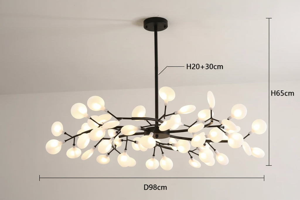 Lustre design installe au dessus dune table a manger