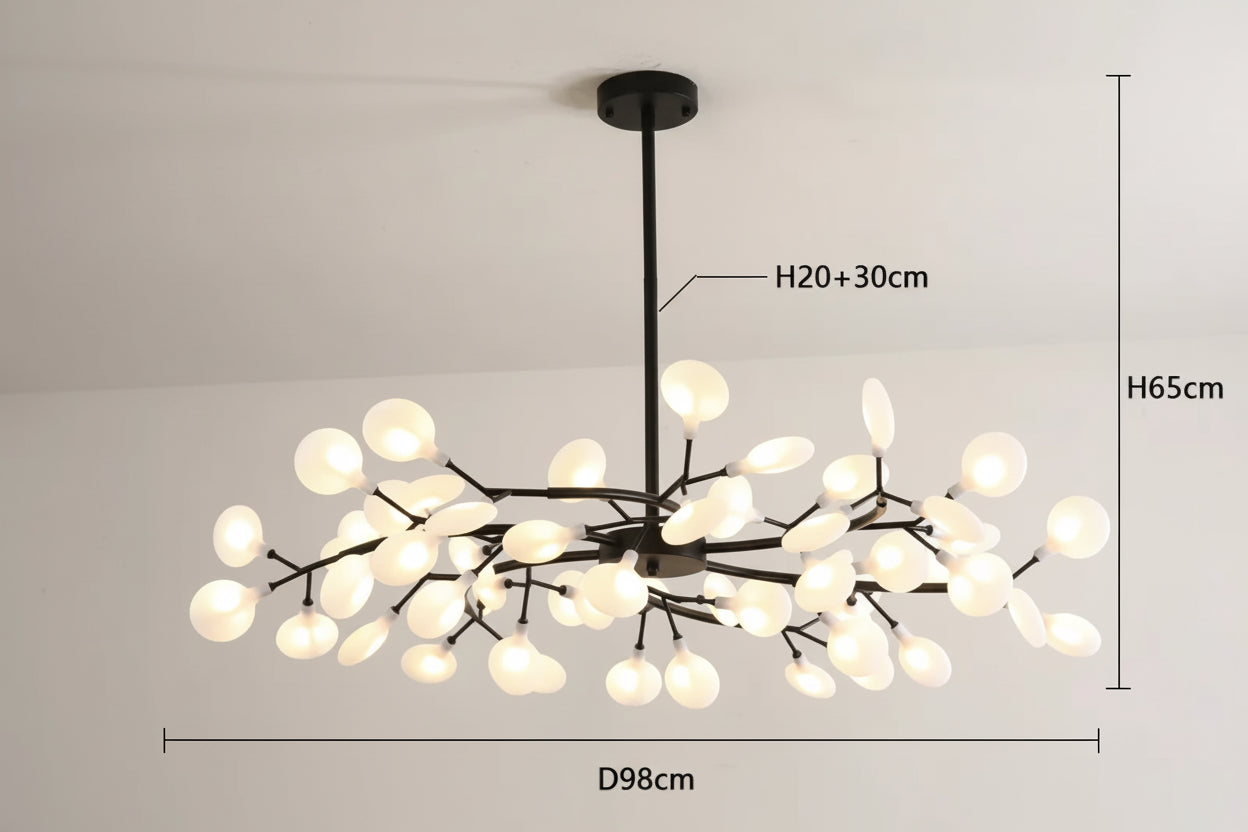 Lustre design installe au dessus dune table a manger