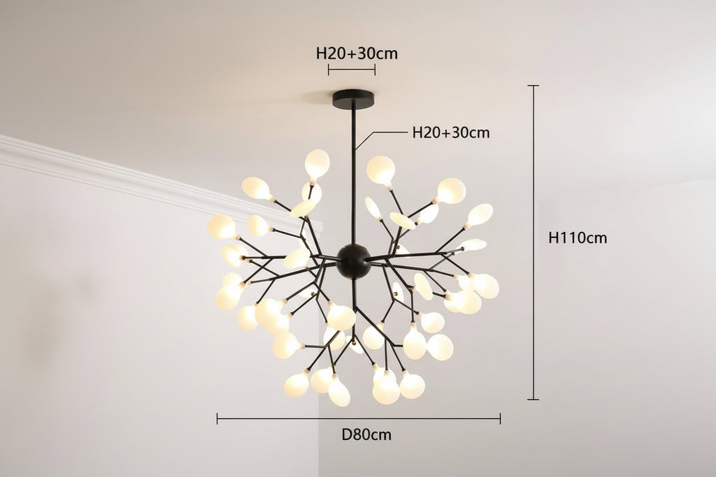 lustre design avec petale eclairante de plusieurs niveaux