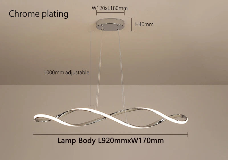 Lustre ondule haut de gamme pour interieur moderne.