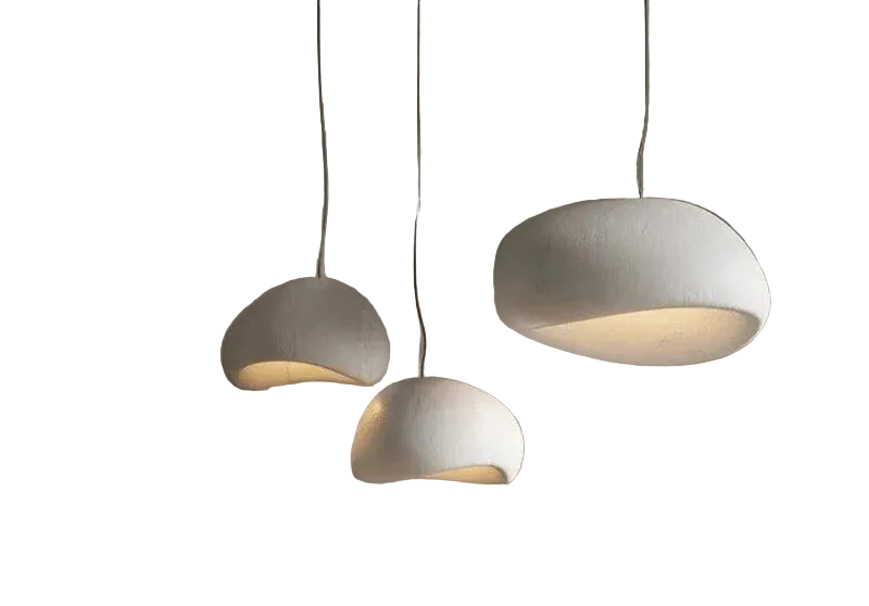 Lustre suspendu blanc en resine au style minimaliste diffuseur de lumiere douce