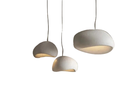 Lustre suspendu blanc en resine au style minimaliste diffuseur de lumiere douce