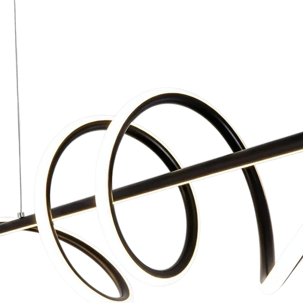 Lustre LED ondule design pour salle a manger moderne.