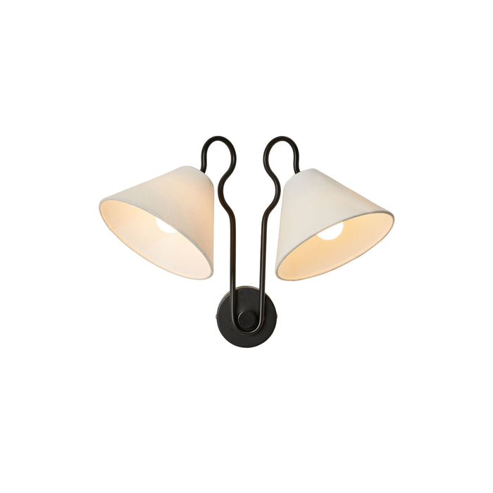 Applique murale double conique tissu blanc métal noir bronze classique tête de lit salon salle à manger