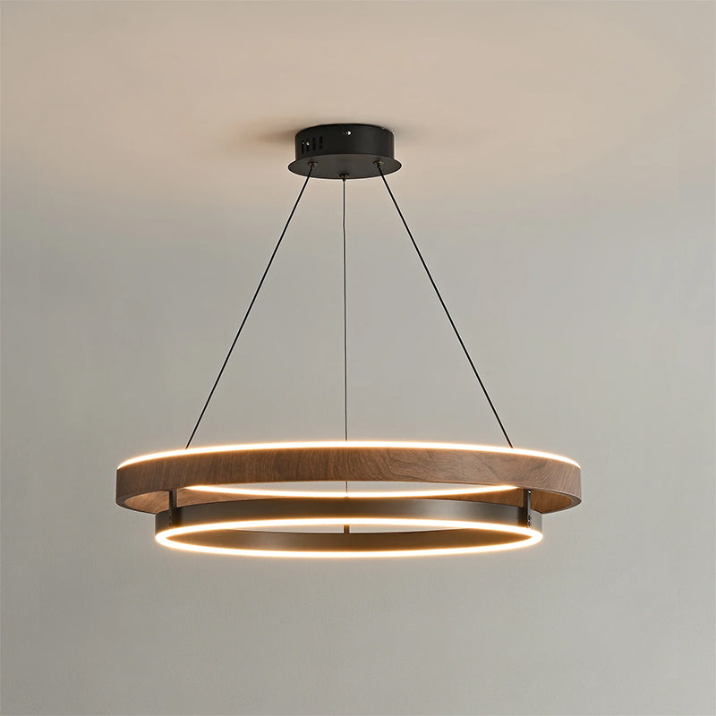Lustre LED Bois Rond Japonais