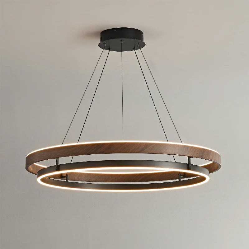 Lustre LED Bois Rond Japonais