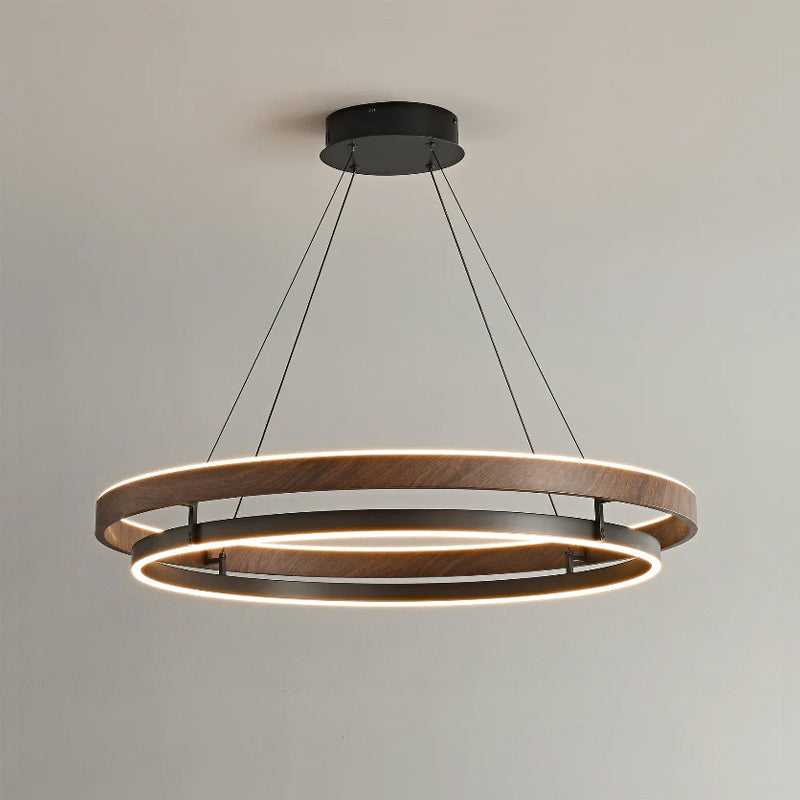 Lustre LED Bois Rond Japonais