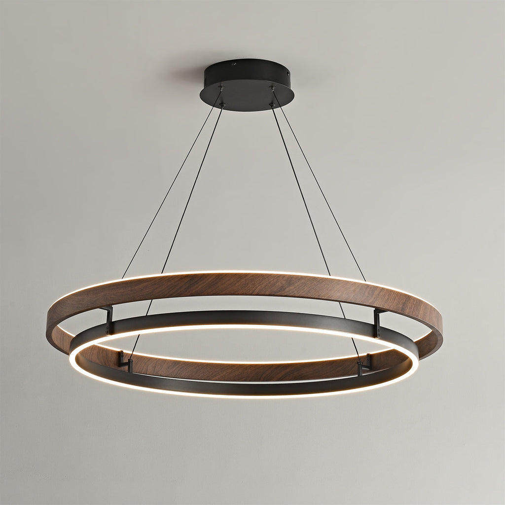 Lustre LED Bois Rond Japonais