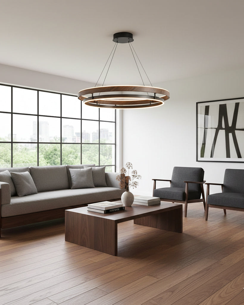 Lustre LED Bois Rond Japonais