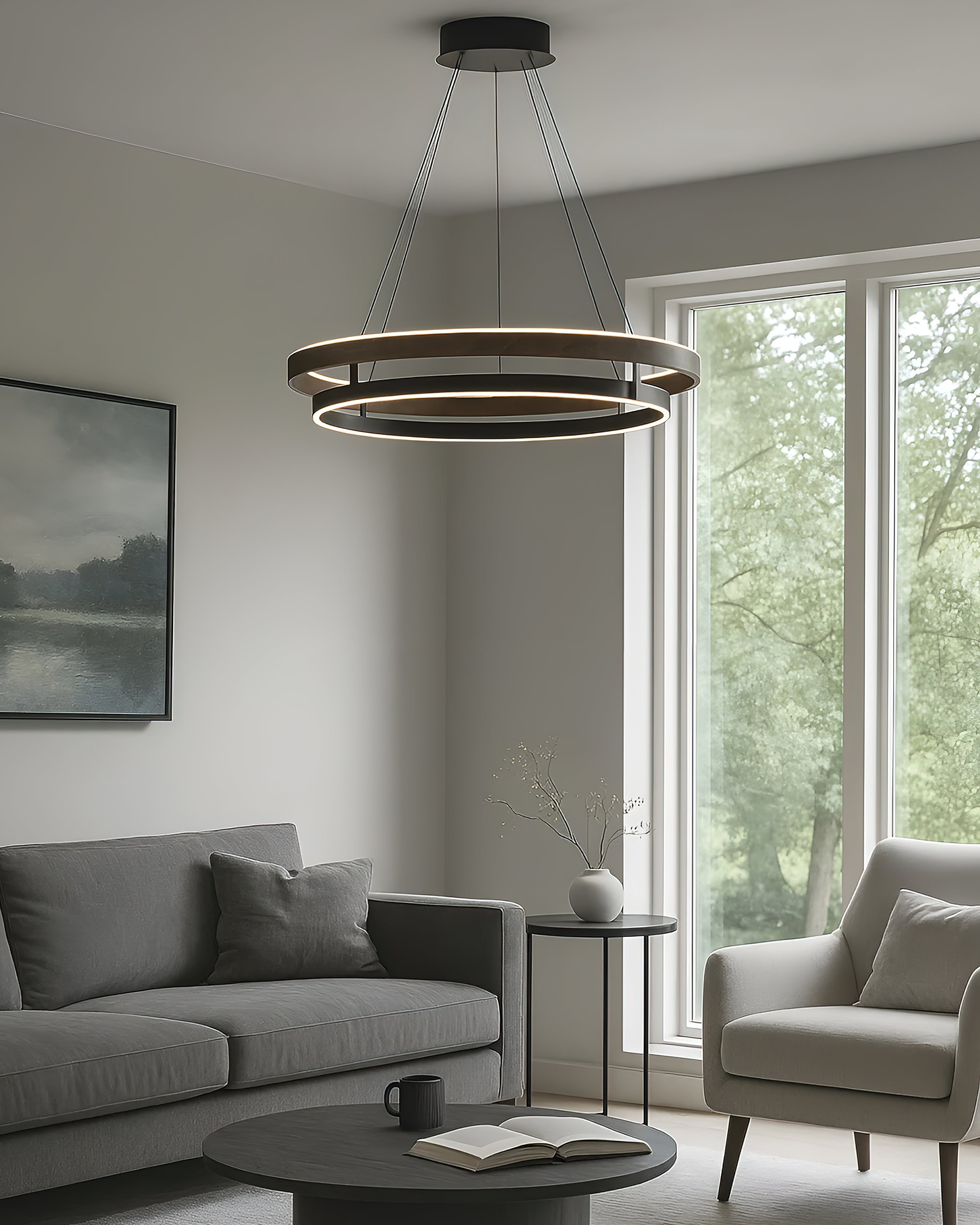 Lustre LED Bois Rond Japonais