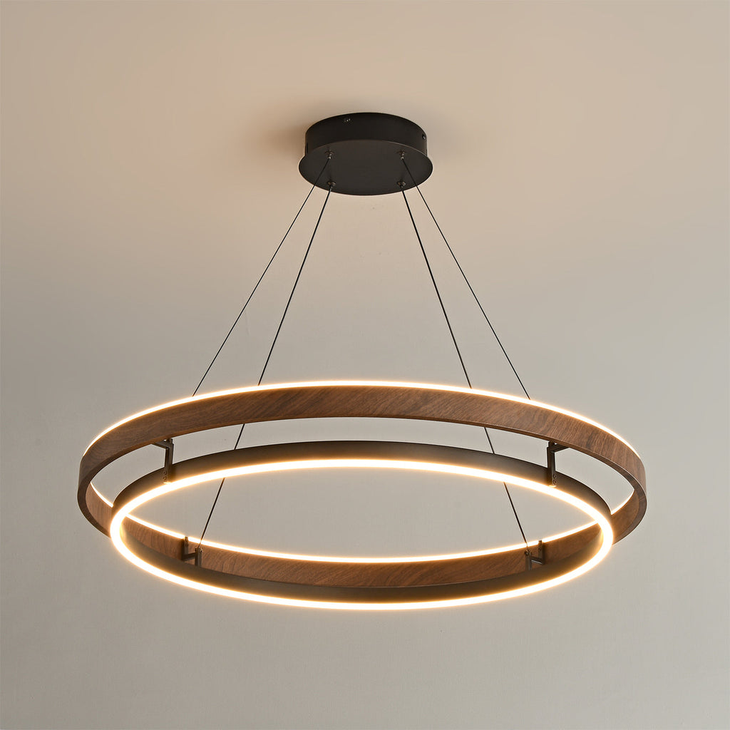 Lustre LED Bois Rond Japonais