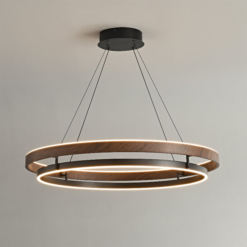 Lustre LED Bois Rond Japonais