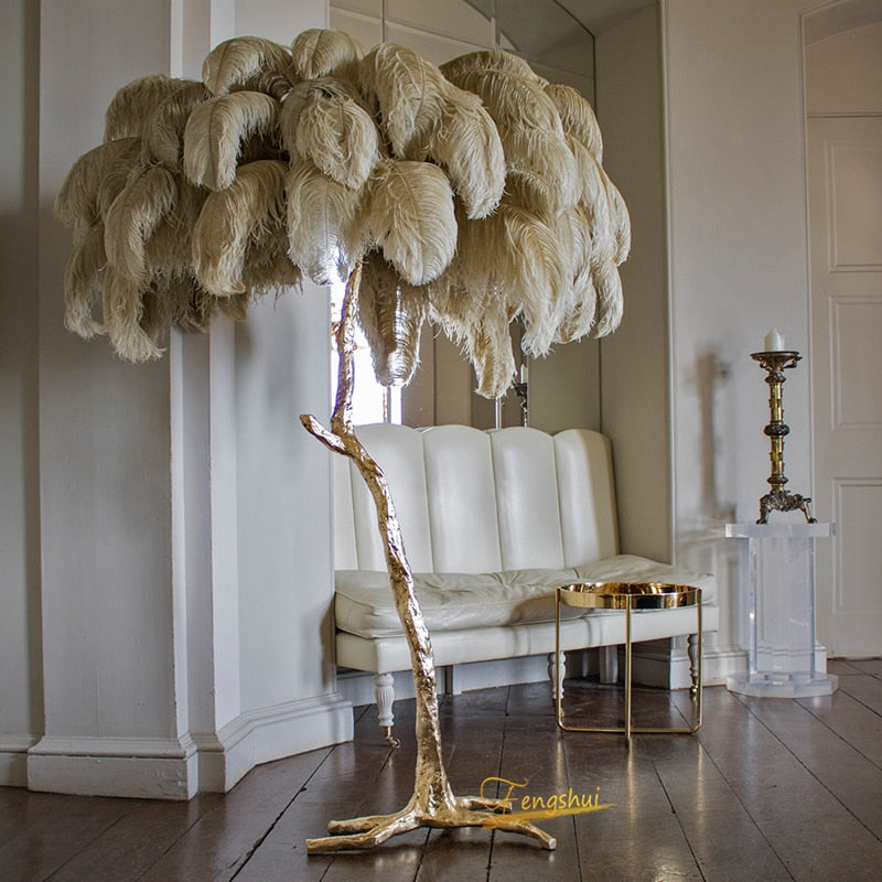 Lampadaire Fleur Plumes Coloré