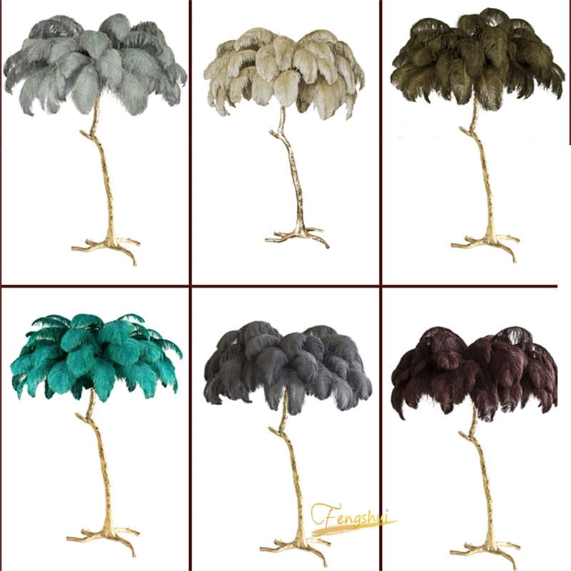 Lampadaire Fleur Plumes Coloré
